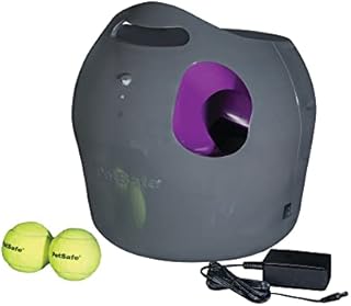 PetSafe Automatic Tennis Ball Launcher – Interactive Dog Ball Thrower – Adjustable Range – Motion Sensor – Indoor & Outdoor Toy – A/C Power or Batteries – Fetch Machine for Small to Large Dogs , Gray