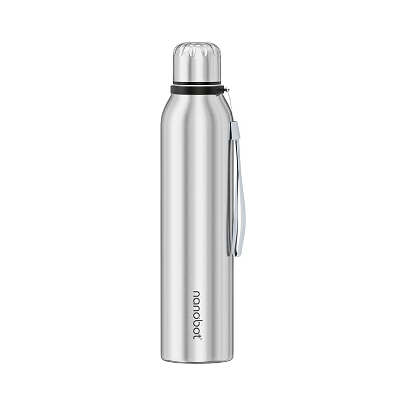 NANOBOT VEPO 500mL Plain Vacuum Insulated Stainless Steel Water Bottle | Hot & Cold Water Bottle | 24 Hrs Cold & 18 Hrs Ho...