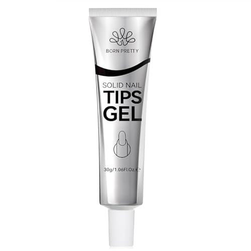 Born Pretty Solid Nail Tips Gel,30ml Soft Gel Nail Tips Glue, Nail Gel for Press On Nails, Super Strong Cured Needed Acrylic Nail Gel, Nails Tip U V Nail Extension Gel Nail Charm Glue