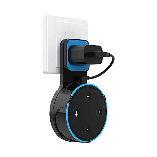 H.VIEW Echo Dot Wall Mount Holder Stand for 2nd Generation,Full Protection Shelf,A Space-Saving Solution for Your Smart Home Speakers, Hide Wires,Build-in Cable Management -Black