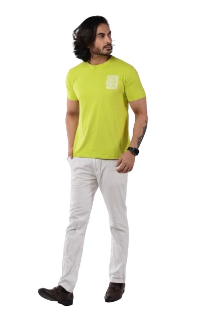 Image of Men's Round Neck T Shirt Cotton Back Print, Regular and Relaxed Fit Half Sleeves Breathable Soft Fabric Standard Length Comfortable, Trending, Stylish Casual Wear