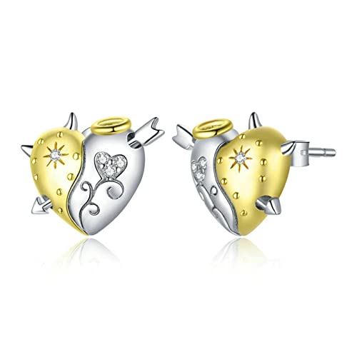 Boucles d'oreilles Ange et démon en Argent 925 véritable