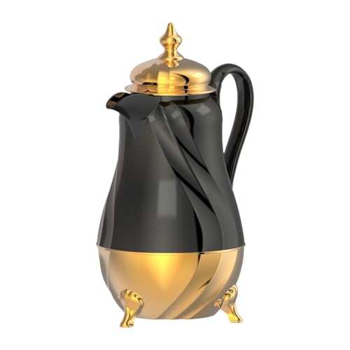 Generic Arabian Thermal Coffee Pot Insulated Coffee Carafe Housewarming Elegant Luxury 1.0L Hot Cold Water Bottle Tea Pot Tea Kettle, black gold