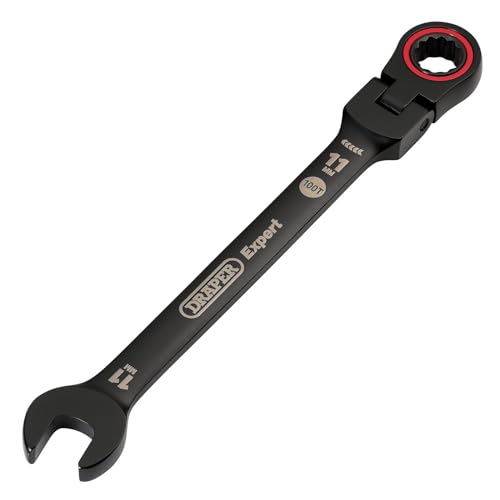Image of Draper 03917 Expert HI-TORQ Metric Flexible Head Ratchet Combination Spanner, 11mm, Black