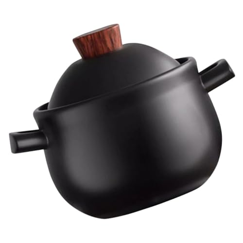 OUNONA Cacerola de Cerámica Cocción Casa con Olla de Estofado de Guisos y Platos de Arroz Resistente Altas y Práctico