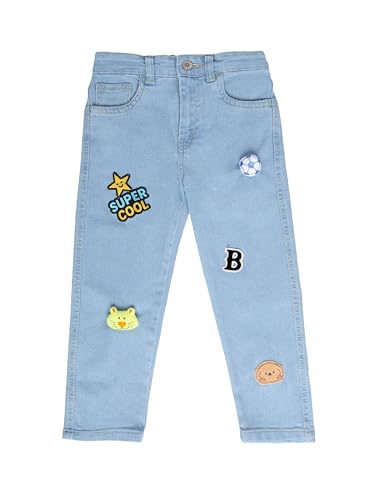 Image of KiddoPanti Boys Regular Fit Denim Pant | Stretch Poly Cotton Denim | Regular Fit Full Length Pant | Back Elasticated & Button with Zip Open Fly