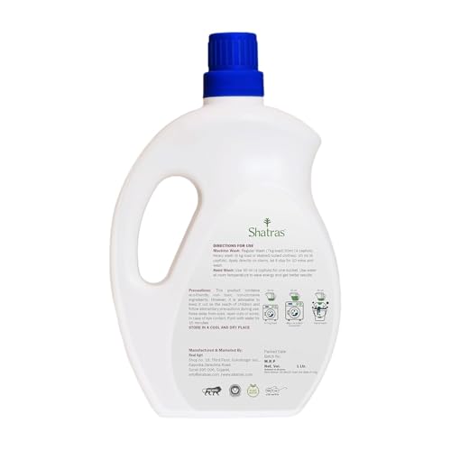 Image of Shatras Liquid Detergent 1 L - Concentrated Laundry Liquid for Fabric Care | Suitable for Top-Load & Front-Load Washing Machines and Hand Wash