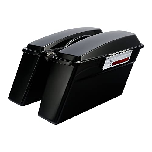 Hard Saddle bags Saddlebag Trunk+Lid Latch Keys Fit For Harley 1994-2013 Touring Road King, Road Glide, Street Glide, Electra Glide FLHT FLHR FLHX FLTR Vivid Black 2012 2011 2010 2009 2008 1999