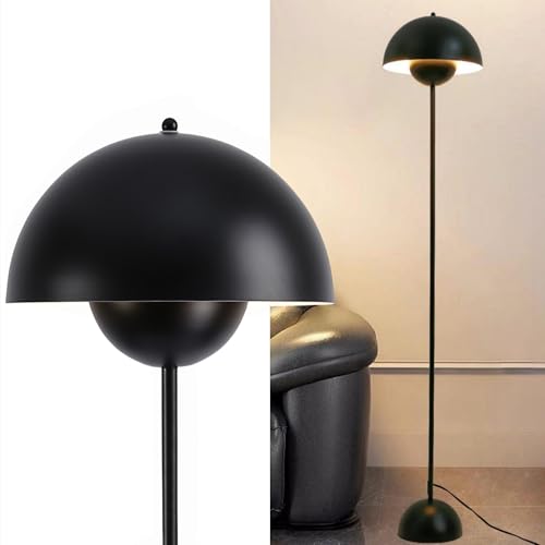 Image of Mid-Century Modern Metal Bud Floor Lamp for Home and Office, Matte Black
