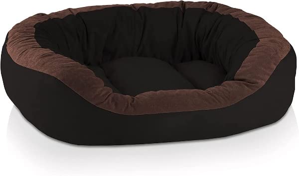 Pet Smile Premium Dog Bed, Made of Durable Material, Dog Sofa with Sides, Oval Pillow for Your pet, Dog Couch, Made in India. (XL, Brown-Black)