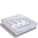 maulehua Silverware Organizer With Lid, Utensil Drawer Organizer. Removable Lid, 5 Slots Total Caddy for Flatware Cutlery Knives, Forks, Spoons.White