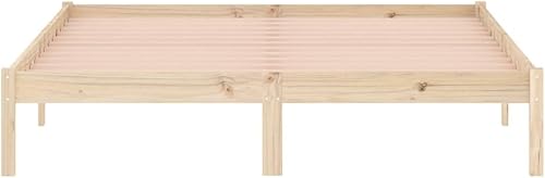 Miniatura 6 de GOLINPEILO Marco de cama de madera tamaño Queen, marco de cama de plataforma de madera, marco de madera maciza resistente, 59.8 x 79.9 pulgadas,