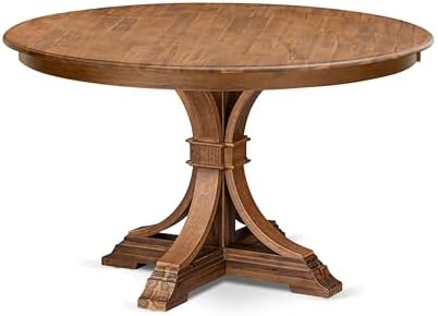 F57-0N-TP - Wooden Dining Table with Acacia Wood Round Tabletop, ...