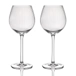 BarCraft Ribbed Gin Glasses, Set of 2 Handmade Embossed Glasses in Gift Box, 550ml