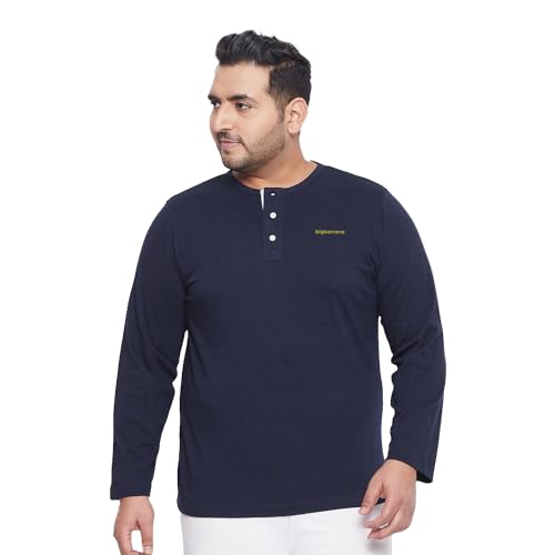 Image of Bigbanana Plus Size Men's Regular Fit Solid Henley Tshirt