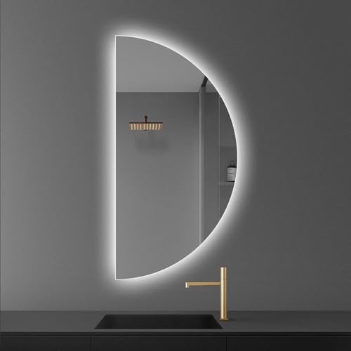 Miroir semi-circulaire LED tactile 40x60cm intensité variable