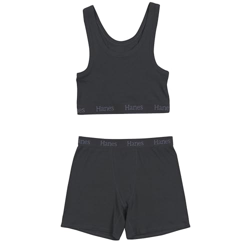 Hanes Women's Originals Supersoft Crop Top & Boxer Shorts Set, Comfywear Loungewear Set