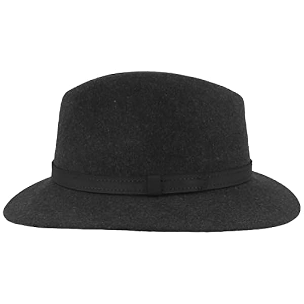 Outdoor vilten hoed, trekking-hoed, wollen hoed van 100% wol, waterafstotend en opvouwbaar, met lederen garnituur, voor heren en dames
