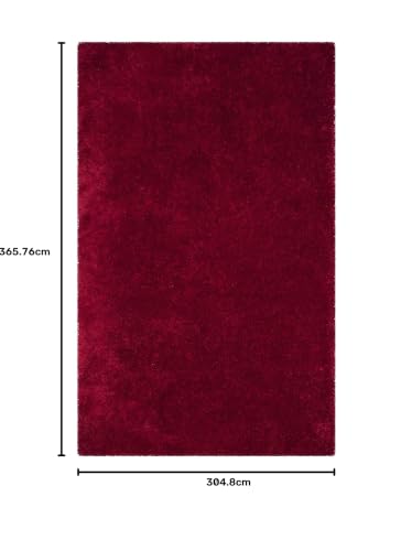 Image of Luxury Shaggy Carpet Solid Plain Fluffy Fur Rectangular Rugs For Hall And Drawing Room 10X12 Feet Microfiber & Polyster Modern Interior Floor Mat Red