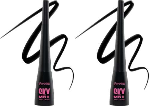 Image of MARS Skyliner Liquid Matte Eyeliner for Women | Long Lasting & Water Resistant | Precise Application | Matte Finish | Smudge Proof | Transfer Proof upto 12 hrs (4.5ml) (Black) (Pack of 2)