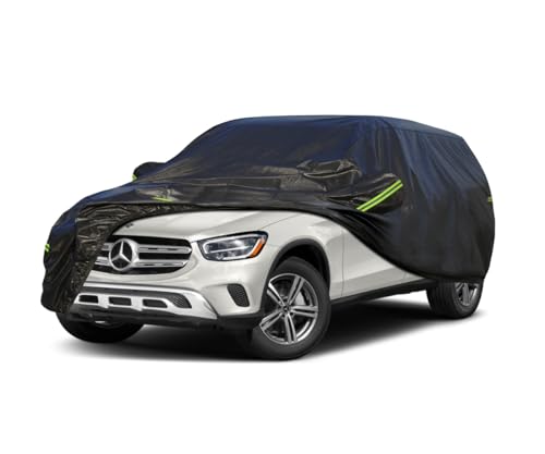 Image of KouKou Waterproof SUV Car Cover Suitable for Mercedes Benz GLC 300 350 from 2015 to 2025, 7 Layers Windproof All Weather Waterproof Outdoor Cover Sun Rain UV Dust Snow Protection. Black
