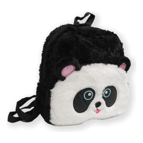 Mochila Escolar Infantil de Pelúcia Panda Fofinha com Alças Ajustáveis Polibrinq