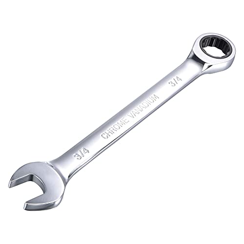 sourcing map 3/4 Inch Ratcheting Combination Wrench SAE 72 Teeth 12 Point Ratchet Box Ended Spanner Tools, Cr-V