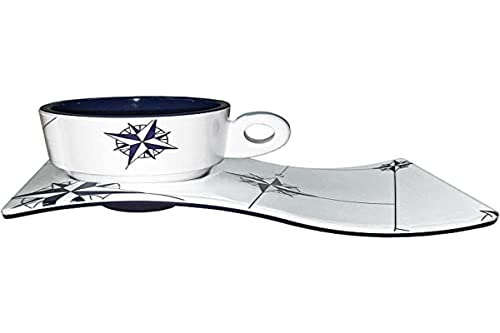 Marine Business Northwind Cup and Saucer Coffee, Melamine, White and Blue, 6.5 x 6.5 x 5.2 cm Set of 6