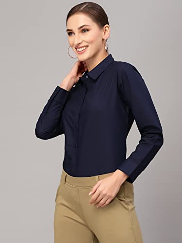 Image of Style Quotient Women Solid Polycotton Regular Formal Shirt