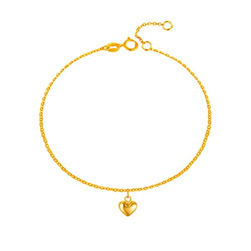 Tobilleras de oro de 18k antialergicas evitan manchas ajorca de corazon duradera 1mm