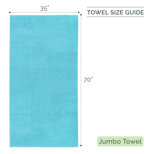 Image of Elegant Comfort 100% Turkish Cotton 4 Lines Viscose Stripe Jumbo Bath Towel - Hotel Spa Quality Extra Large 35 x 70 Inch Bath Towel Ultra Soft, Super Absorbent Quick Dry Large Bath Towel, Aqua