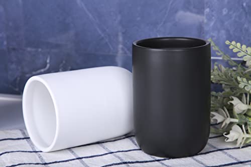 Ystar Ceramic Toothbrush Holders For Bathrooms, Matte Tooth Brushing Dispenser, Small Tooth Brush Organizer For Vanity Countertop, Toothpaste Storage Stand, Tumbler Cup For Makeup Brushes-Grey, 8Oz #TOP6