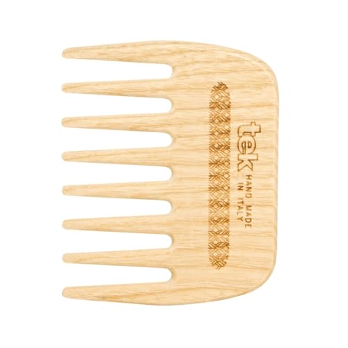 Produktfoto von TEK - Handgefertigt in Italien Kleiner Breitzahnkamm aus Naturholz für dickes, lockiges oder grobes Haar - 9 x 7,5 cm