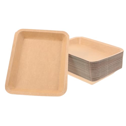 Healeved Bandejas Desechables de Papel para Comida Bbq, 50 Piezas Color Caqui, Versátiles y Ecológicas para Cangrejos y Mariscos en Eventos