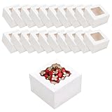 Bäckerei Boxen mit Fenster, 30 Stück Bäckerei Boxe, Weiß 10x10x6.5cm Kuchenbox mit sichtfenster,Tortenbox aus Pappe, Wiederverwendbare Kuchenbox, Cupcake Box, für Kuchen, Gebäck für Hochzeit Gunst