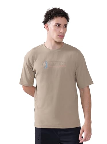 Image of TECHNOSPORT Men's Typography Printed T-Shirt ELASTOPLUS Quick Dry Slim Fit Round Neck Sports Tee for Gym Running Casual Wear UPF50+ Anti Odour