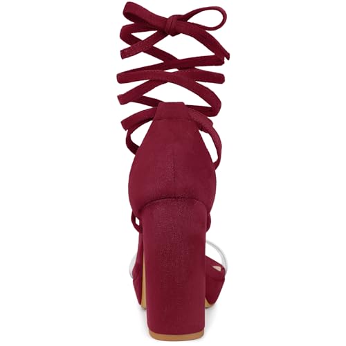 Image of Allegra K Women's Platform Lace Up Clear Chunky Heels Sandals