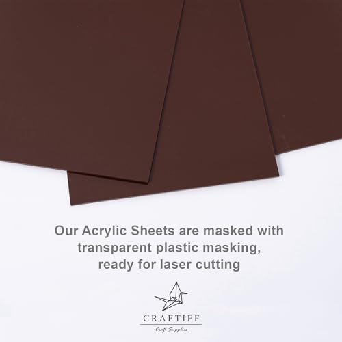 Image of Dark Coffee Opaque Brown Acrylic Sheets 1 /8 Thick, 12x8 inch, for Laser Cutting 3mm Thin Board Panel Glossy plexiglass Craftiff - Pack of 3