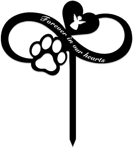 Dog Cat Memorial Grave Markers Memorial Gifts Pet Loss Stake Memorial Plaques Outdoors Memorial Garden Cemetery Yard Decorations Memorial Stake Sympathy Metal Grave Plaque (Forever in Our Hearts)