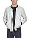 DKNY Men's Faux Leather Varsity Bomber Jacket, Ice Smooth Lamb, Large