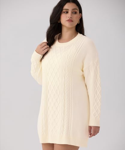 RITERA Womens Plus Size Sweater Dress Oversized Cable Knit Chunky Long  Sleeve Short Dresses Fall Outfits Winter Clothes - Product Details