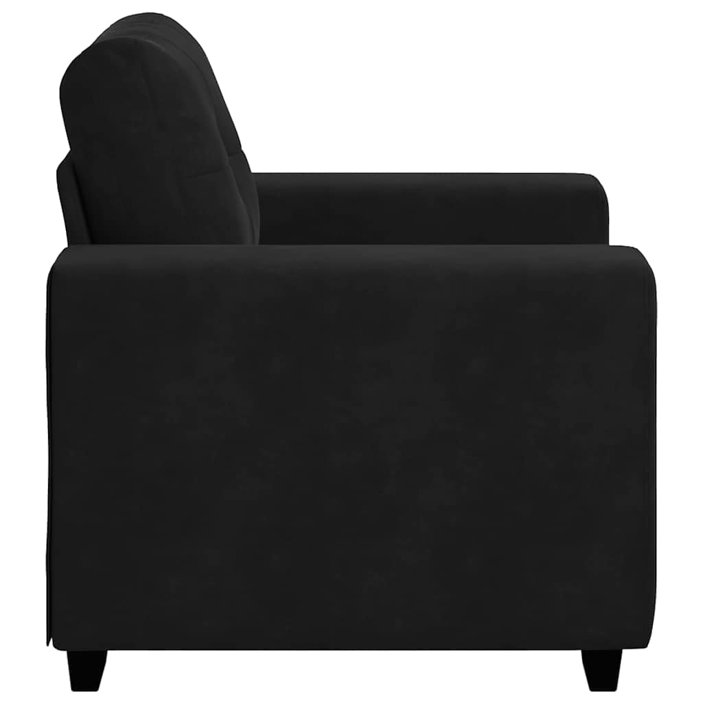 Fotel czarny, 100 x 78 x 80 cm, aksamit z wyściółką z pianki i wytrzymałym stelażem ze sklejki, funkcja relaksu do salonu, sypialni, pokoju gościnnego, zajmuje mało miejsca i jest wygodny
