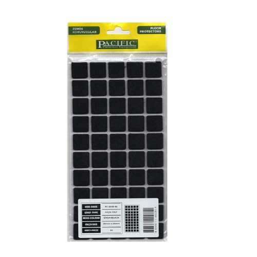 Pacific Mobilya Keçesi, Kendinden Yapışkanlı Zemin Koruyucu Siyah (20x20 mm)