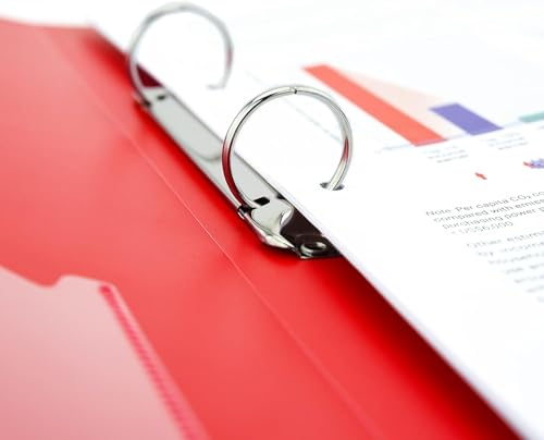 Image of 2D Ring Binder File,Plastic File Folder A /4 Size Tough & Durable Ring Binder (A /4 2D RING BINDER RED - 2)