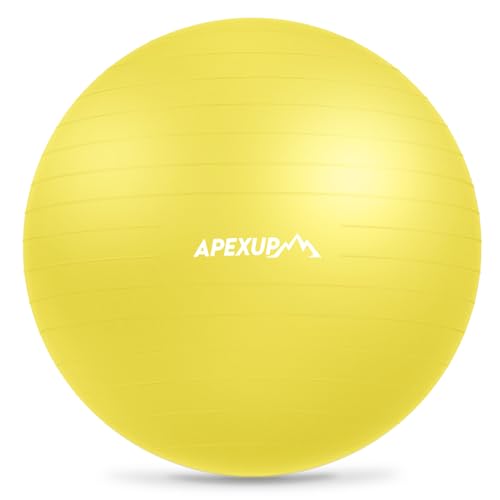Image of APEXUP Yoga Ball Exercise Ball Anti Slip Heavy Duty for Fitness, Balance & Core Workout, Balance Training, Pregnancy & Physical Therapy, 5 Sizes