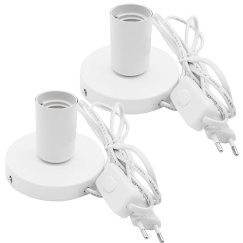 2 pezzi lampada da scrivania portalampada E27 con interruttore per cavi: lampada vintage industriale E27 con spina
