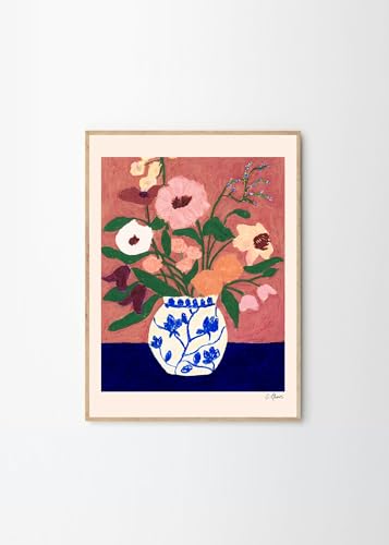 THE POSTER CLUB �|�X�^�[�N���u Flowers on Blue Table 30×40cm Carla Llanos