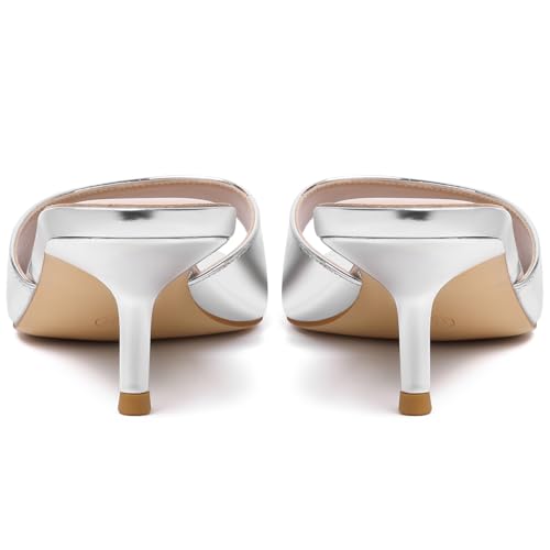 Image of Mostrin Kitten Heels for Women Pointed Toe Vintage Mules Heels Sexy Slip on Stiletto Backless Sandals for Party Wedding Daily