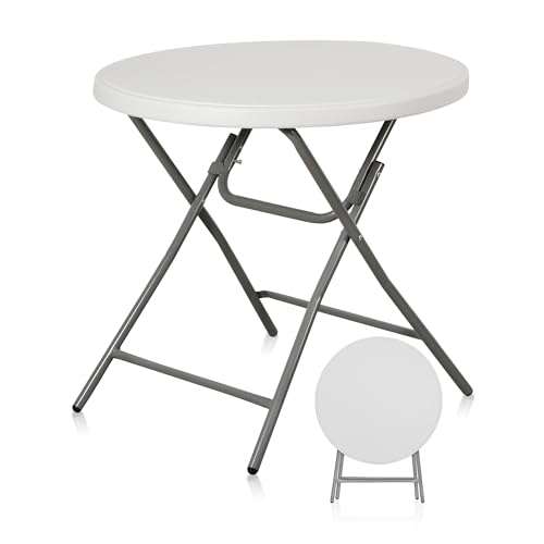 SUPER DEAL 32in Cocktail Table, Indoor Outdoor Portable High Top Table, Plastic Round...