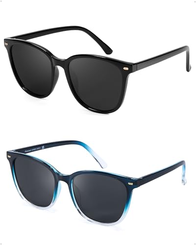 Image of 2 Packs Sunglasses for Women Polarized UV400 Protection Lens Big Frame Fashion Glasses Trendy Stylish Shade